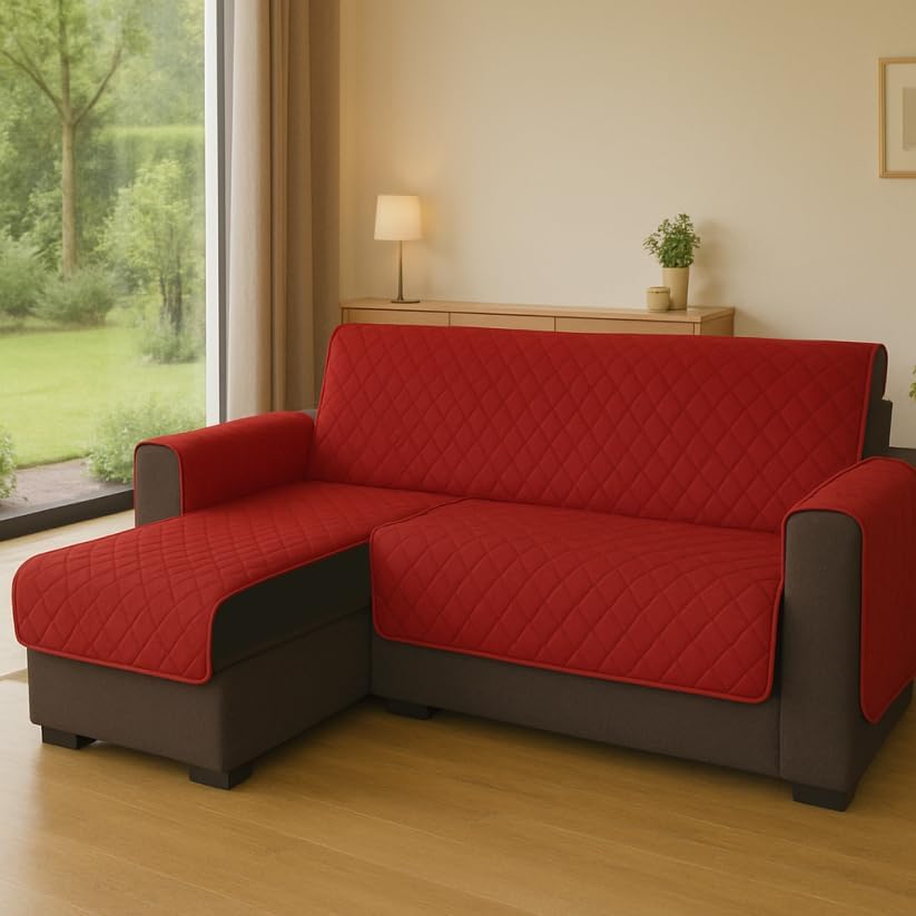INTRECCI 3 Seater Sofa Cover with Armrests, Right and Left Peninsula, Corner Sofa Cover, Waterproof, Protects from Stains, Easy to Wash, Dark Grey