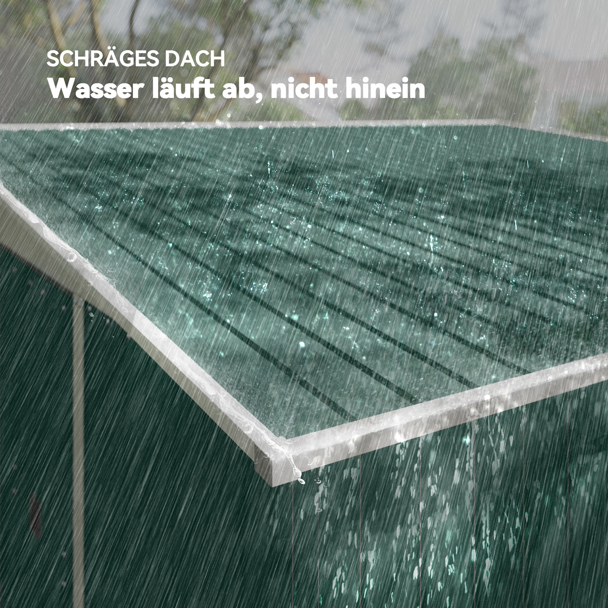 Metalen Tuinschuur Schuin Dak Afsluitbare Dubbele Deur 2,8 x 3,45 x 2,01m Groen