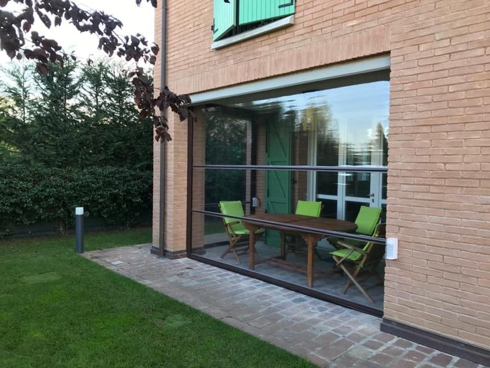 Airtight Veranda Curtain with Box and 12 cm Guide Rails - with Reinforced Profiles. Made in Italy