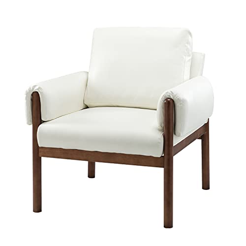 HULALA HOME Sedia da Lettura Sedia Laterale Moderna Rimovibile Cuscini per Schienale e Braccioli Imbottiti Extra Spessi Divani Sedie Gambe in Legno Massello per Soggiorno Camera da Letto Bianco : Amazon.it: Casa e cucina