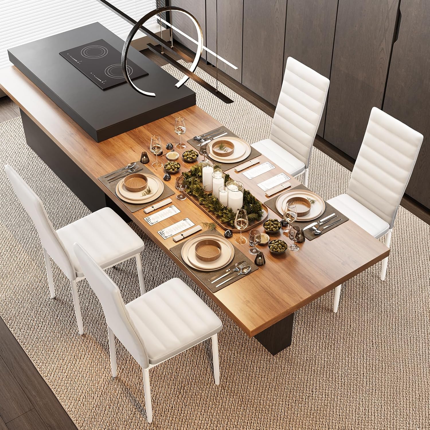 Bealife Set di 6 Sedie da Pranzo con Schienale Alto Imbottite Moderne per Cucina e Sala da Pranzo, Grigio Scuro Flanella