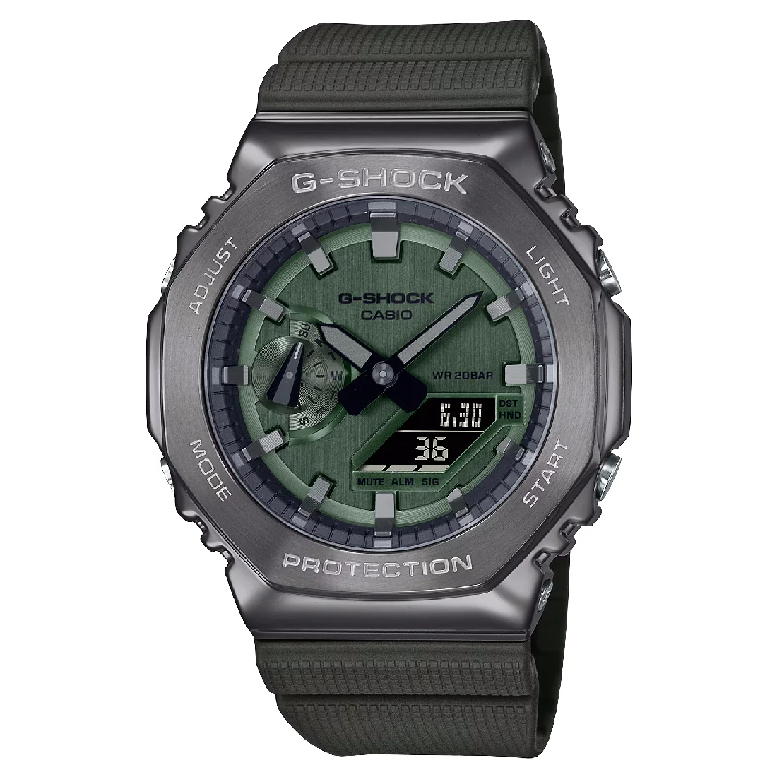 Orologio G-Shock GM-2100B-3AER verde e acciaio IP nero
