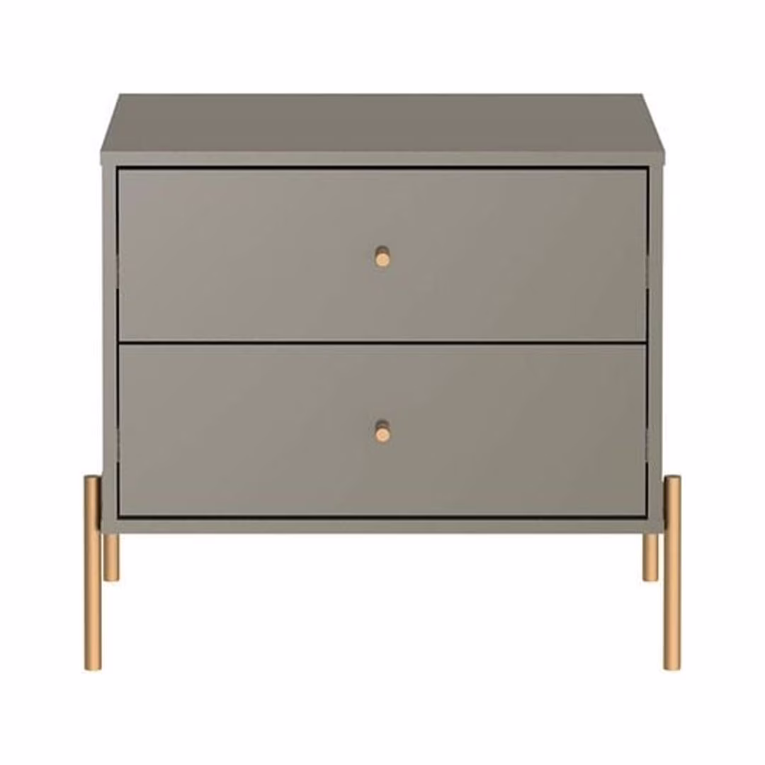Manhattan Comfort Jasper Engineered Wood Nightstand in Gray Gloss/Gold