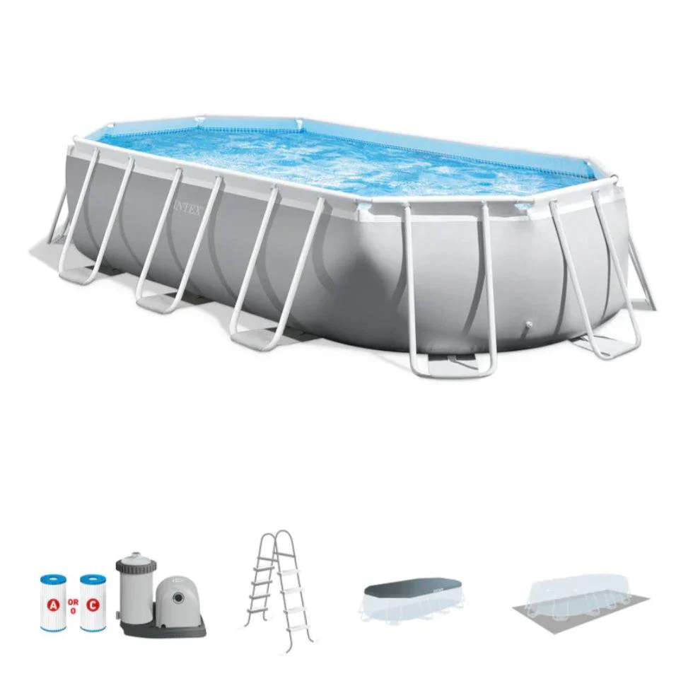 2025 Intex Prism Frame™ Set di piscina ovale da montare, 16,6 x 9 piedi x 48 pollici