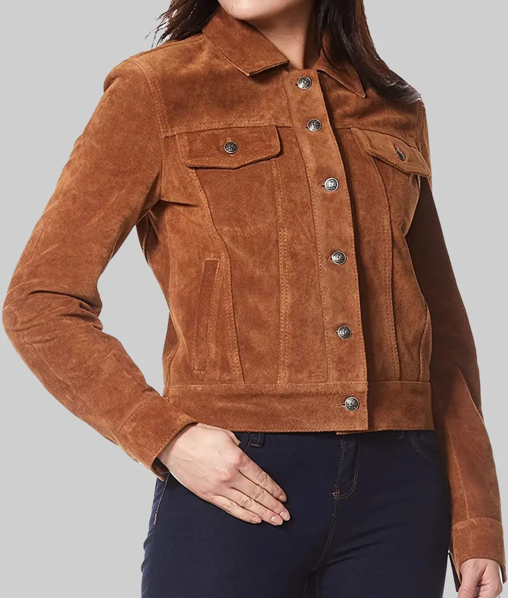 Aimee Brown Suede Trucker Jacket