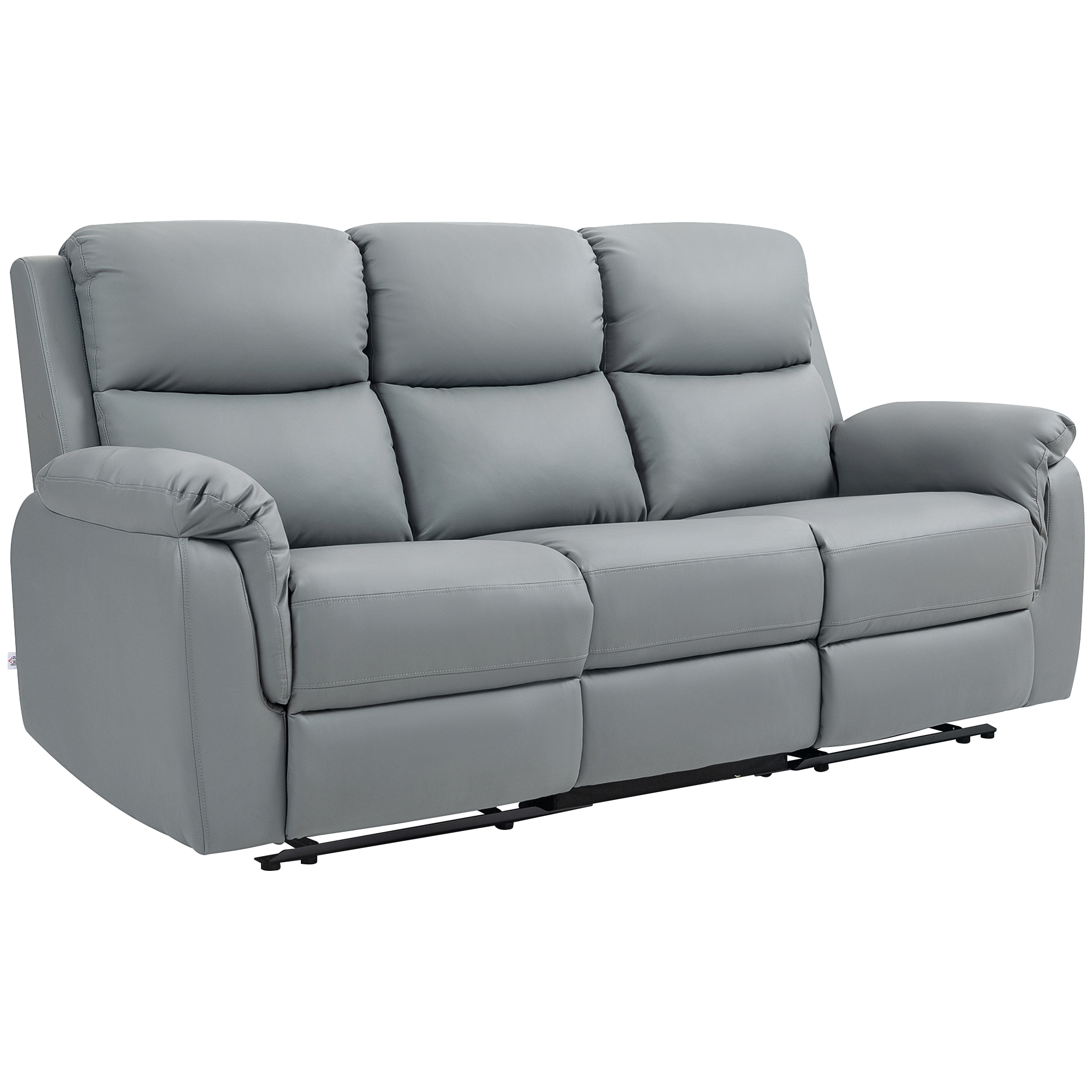 3-zits Sofa, Links en Rechts Leunend, Aanpasbare Voetsteun, Kunstleder, Voor Woonkamer, Donkergrijs