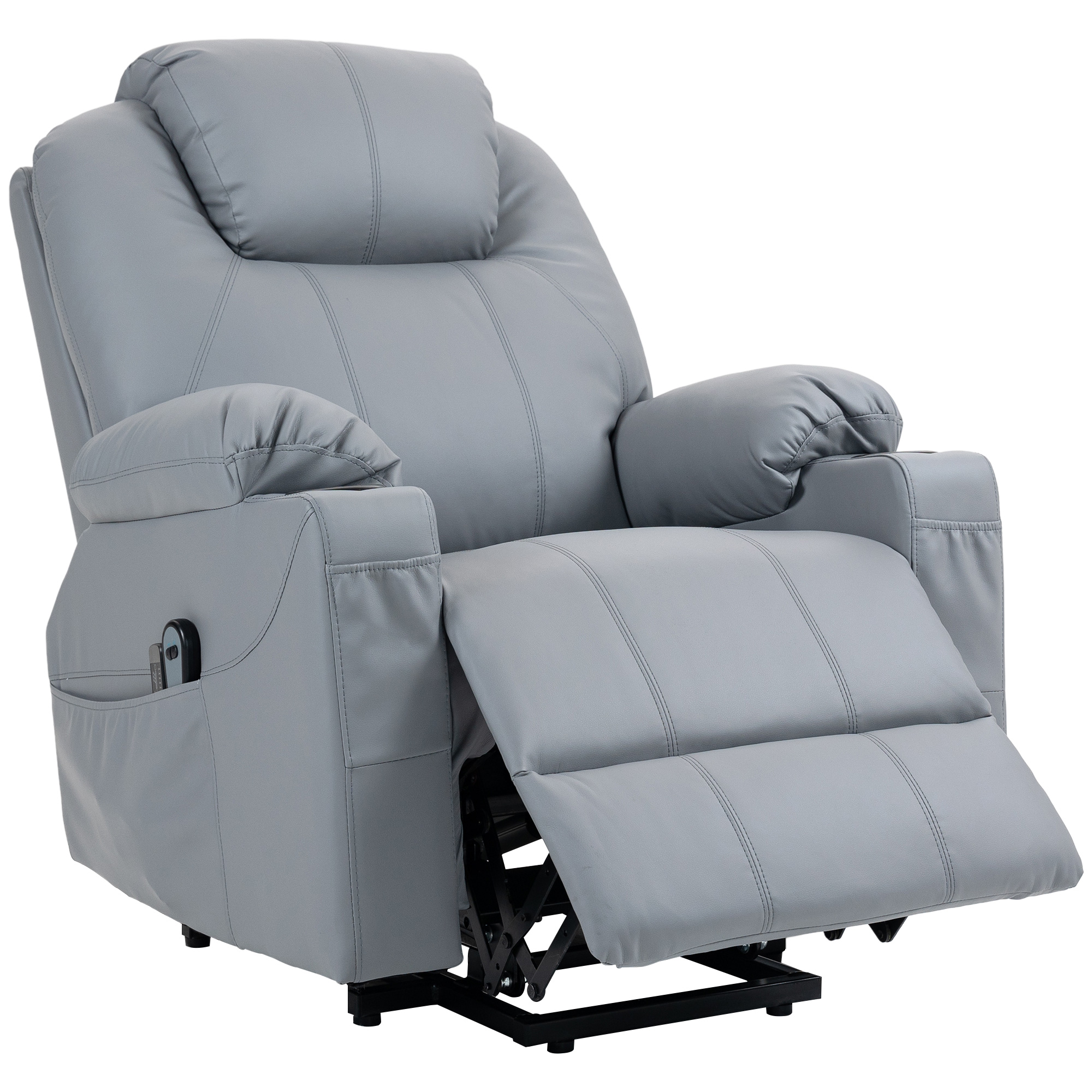 HOMCOM Massagesessel Aufstehhilfe Seniorensessel, 8 Massagemodi, neigbare Rückenlehne, 88c m x 99 cm x 106 cm,Grau