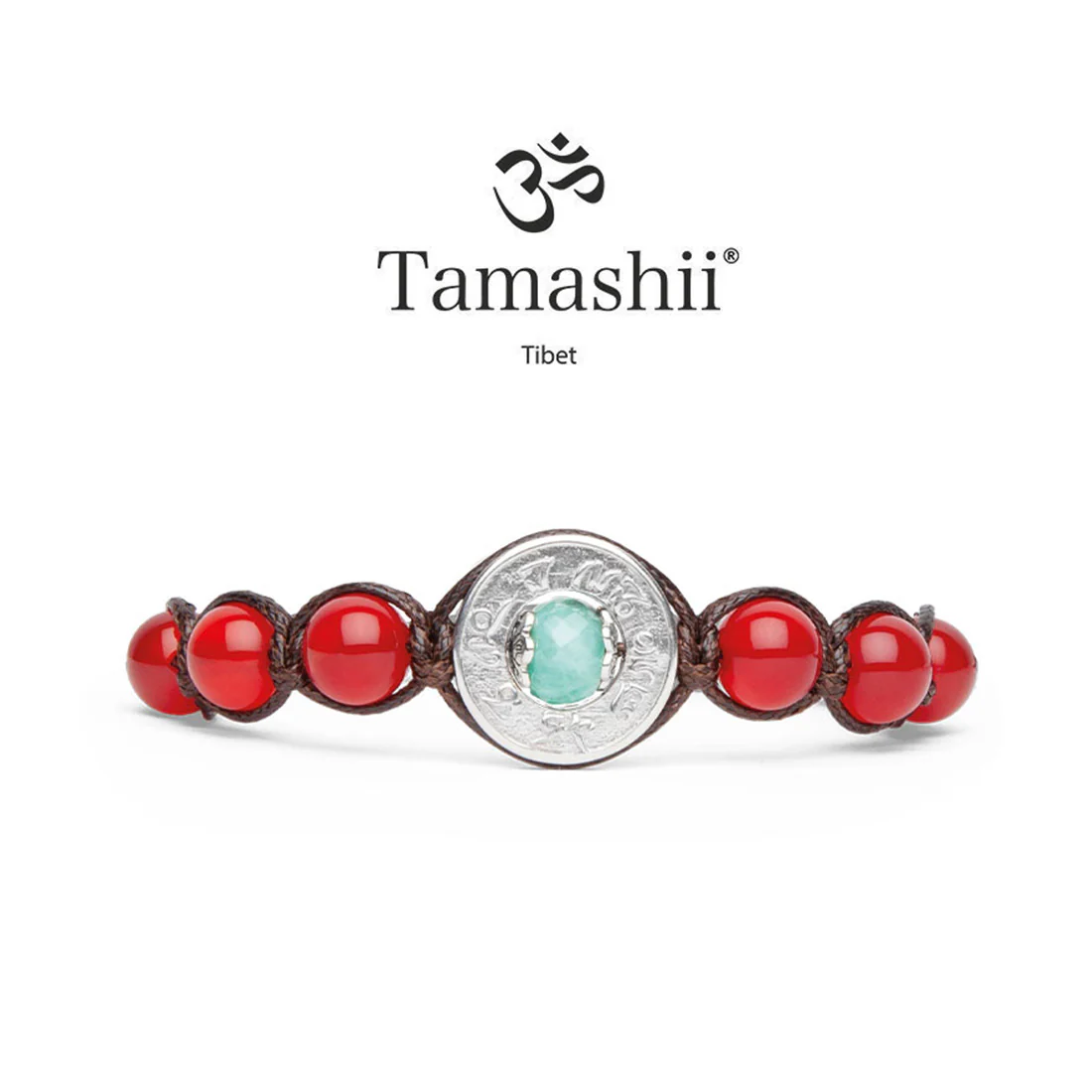 Bracciale Tamashii ruota della preghiera Smeraldo e Agata rossa BHS339-124E