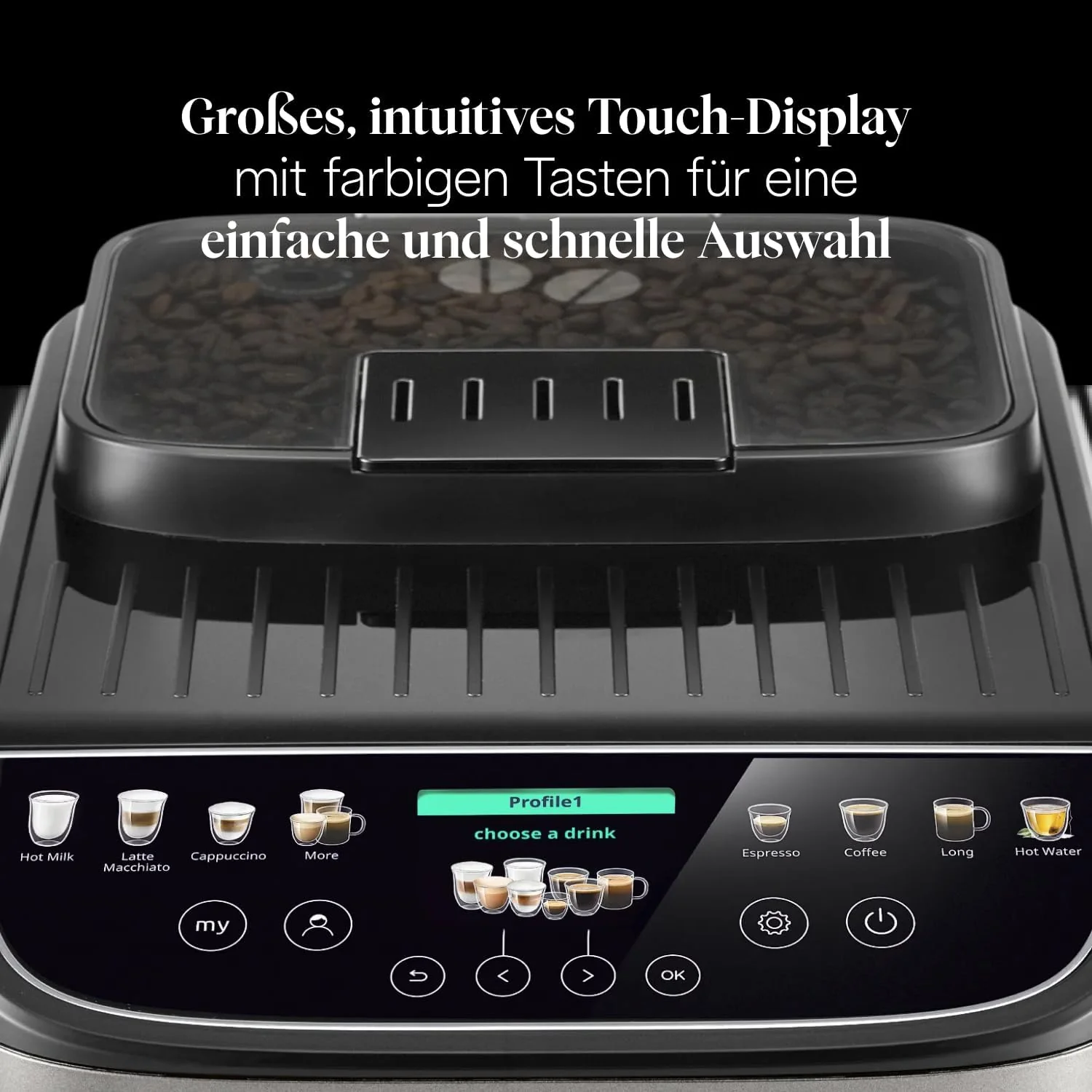 De'Longhi Magnifica Evo ECAM312.80.TB Kaffeevollautomat 1,8L – 13 Getränke, LatteCrema, Touch, Titan Schwarz