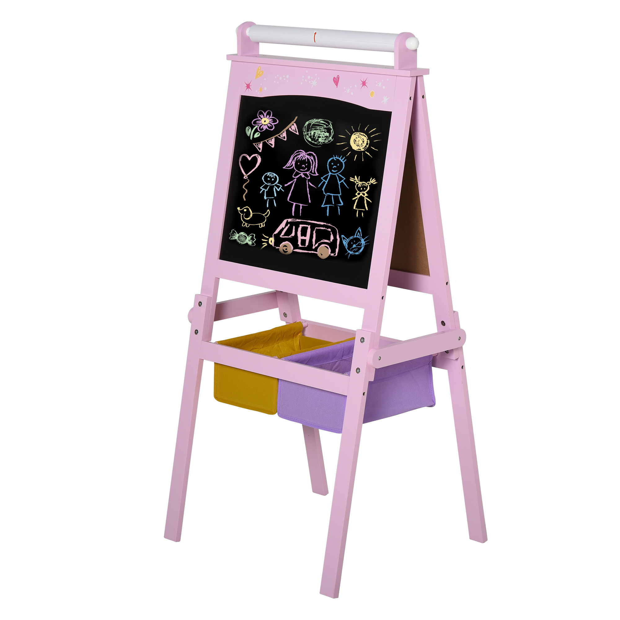 HOMCOM Kindertafel Staffelei für Kinder Rosa