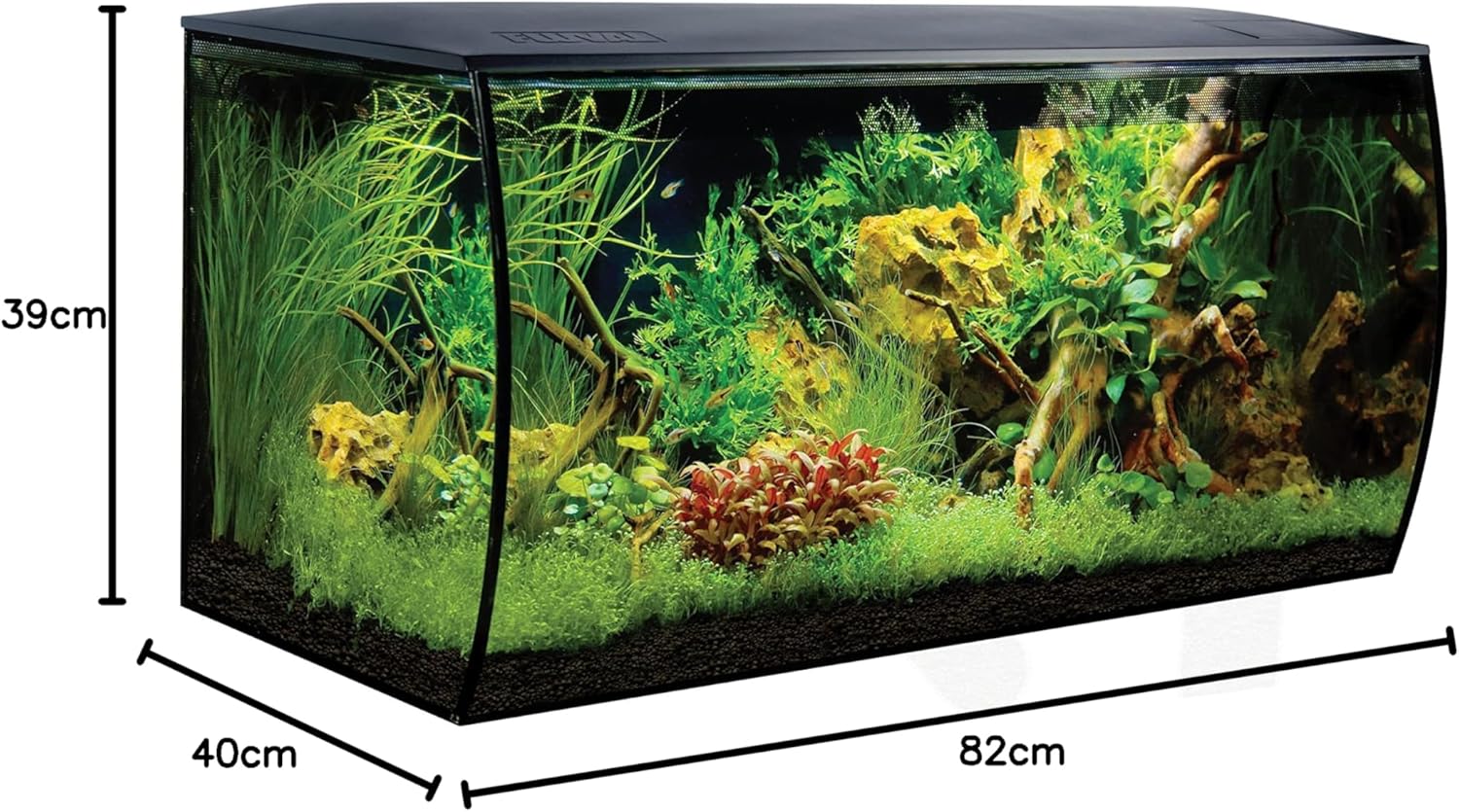 Fluval Flex Aquarium 123L, Süßwasser Aquarium, schwarz