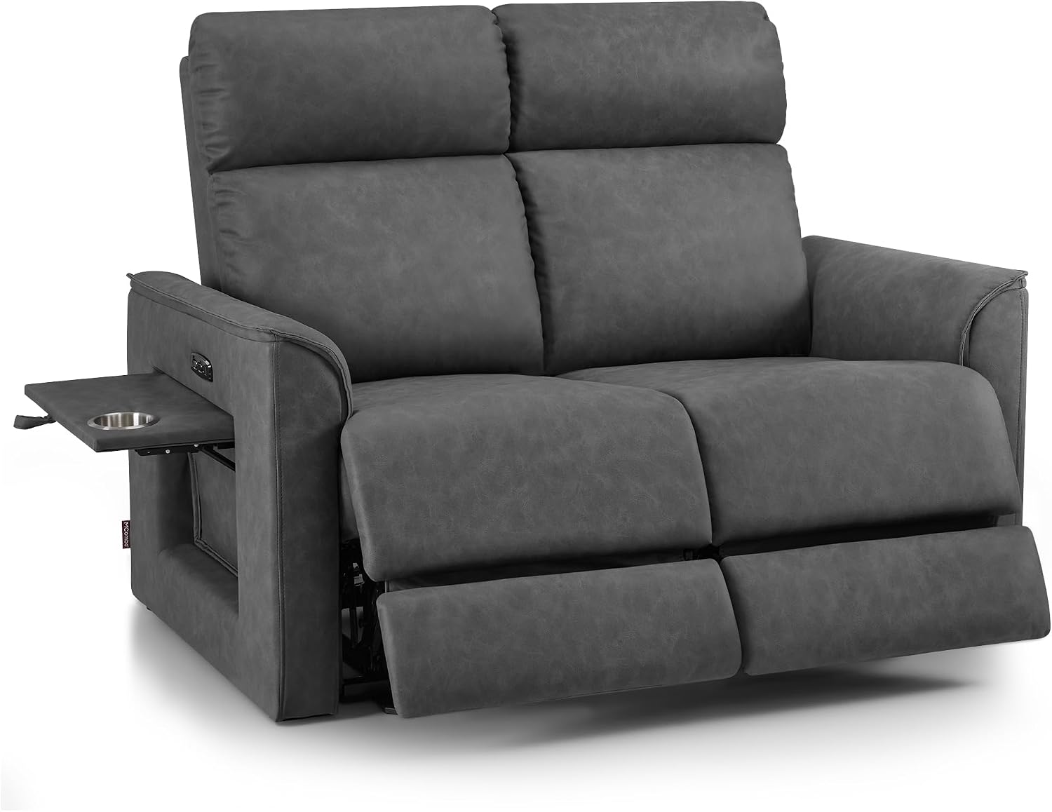 MCombo M Poltrona TV 2 posti elettrica, regolabile in posizione zero-gravity 155°, con tavolino laterale nascosto, funzione relax e cuscino in schiuma piena 35D, 7719M1 (Grigio Scuro)