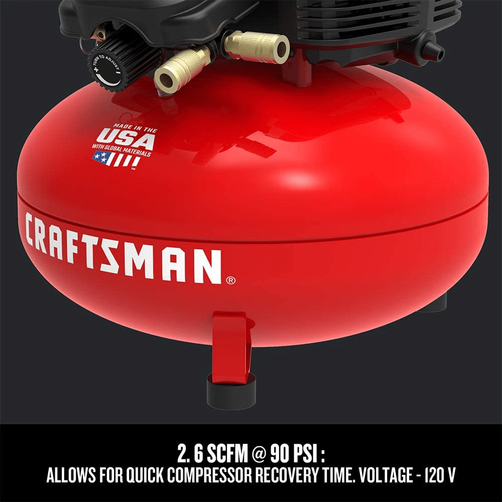 Craftsman 6 Gallon Pancake Air Compressor, Oil-Free, 150 PSI, Portable with Accessory Kit