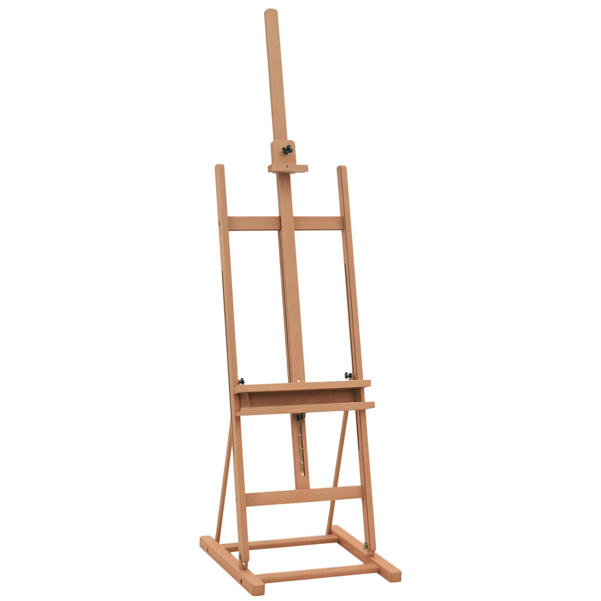 Vinsetto Staffelei Keilrahmen Atelierstaffelei Höhen- und Winkelverstellbar mit Ablagefach Buchenholz Natur 53 x 50,5 x 171-230 cm