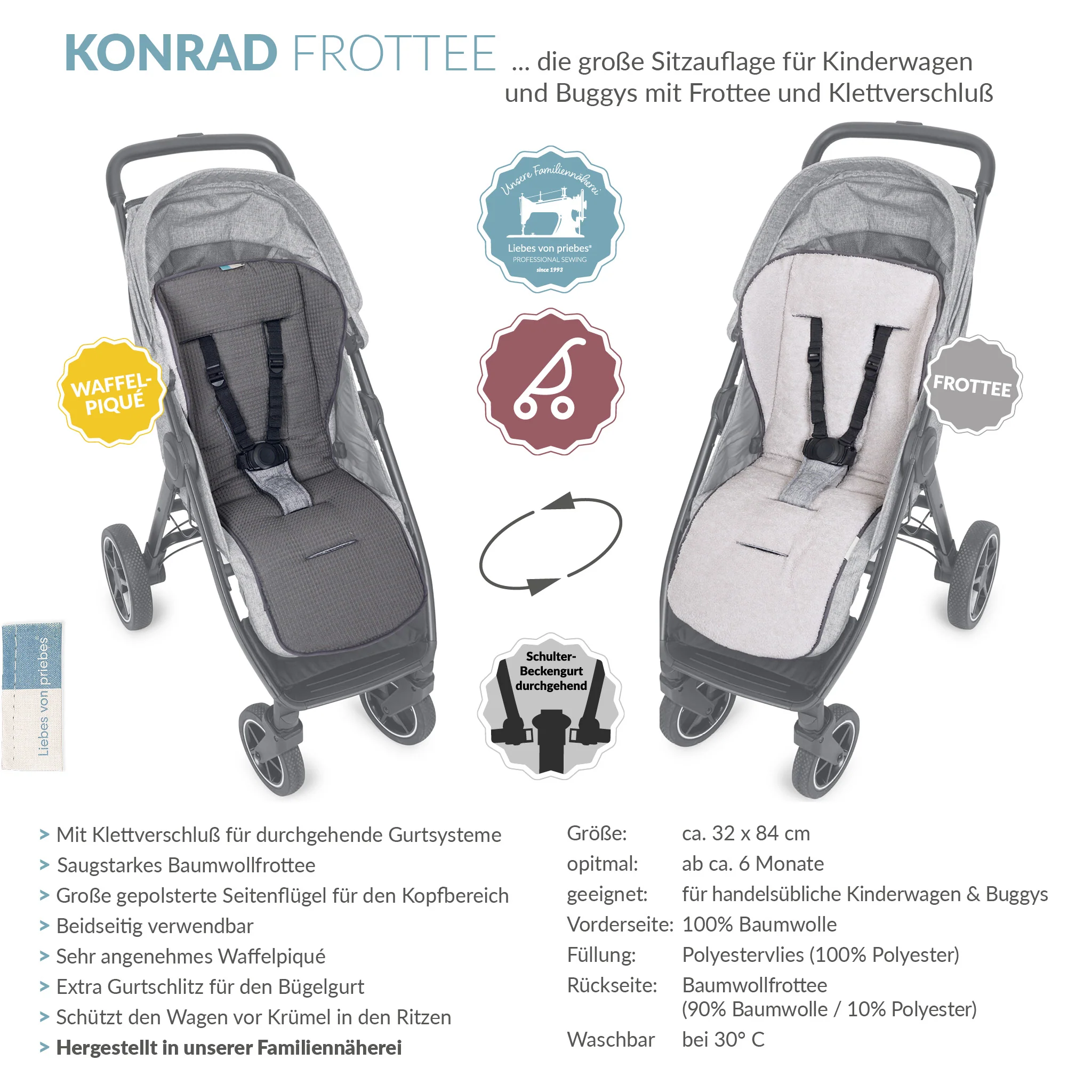 KONRAD die gro?e Buggysitzauflage mit Klett
