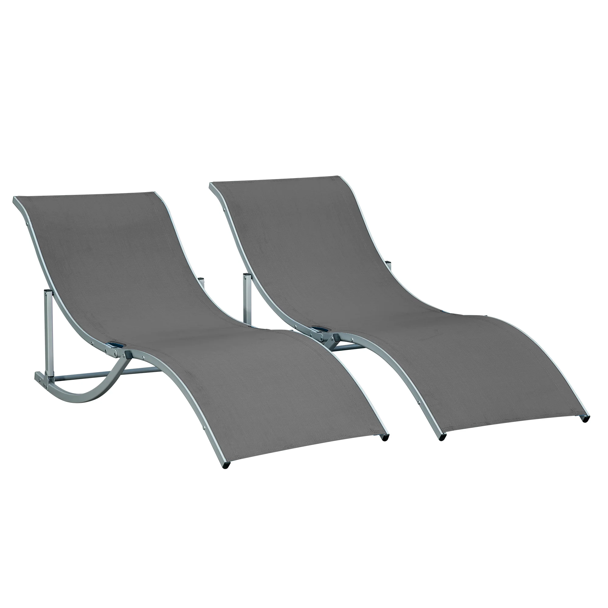 Easycomfort Set 2 Sdraio da Giardino Pieghevoli, Lettino Prendisole in Alluminio e Textilene, 61x165x63 cm