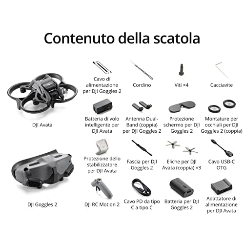 DJI Avata Pro View Combo (DJI RC Motion 2)   Drone quadricottero UAV FPV, video stabilizzati in 4K, FOV grandangolare di 155°, freno d’emergenza e volo stazionario, nuovo RC Motion 2 e DJI Goggles 2 : Amazon.it: Giochi e giocattoli