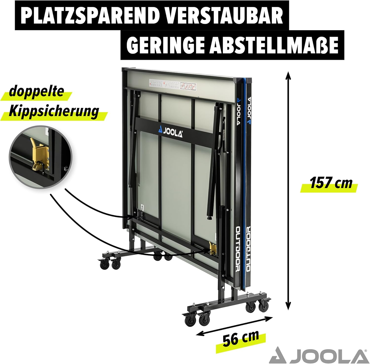 JOOLA Tavolo da ping pong professionale per esterni, 6 mm, superficie composita in alluminio, resistente alle intemperie, pieghevole, con rete inclusa