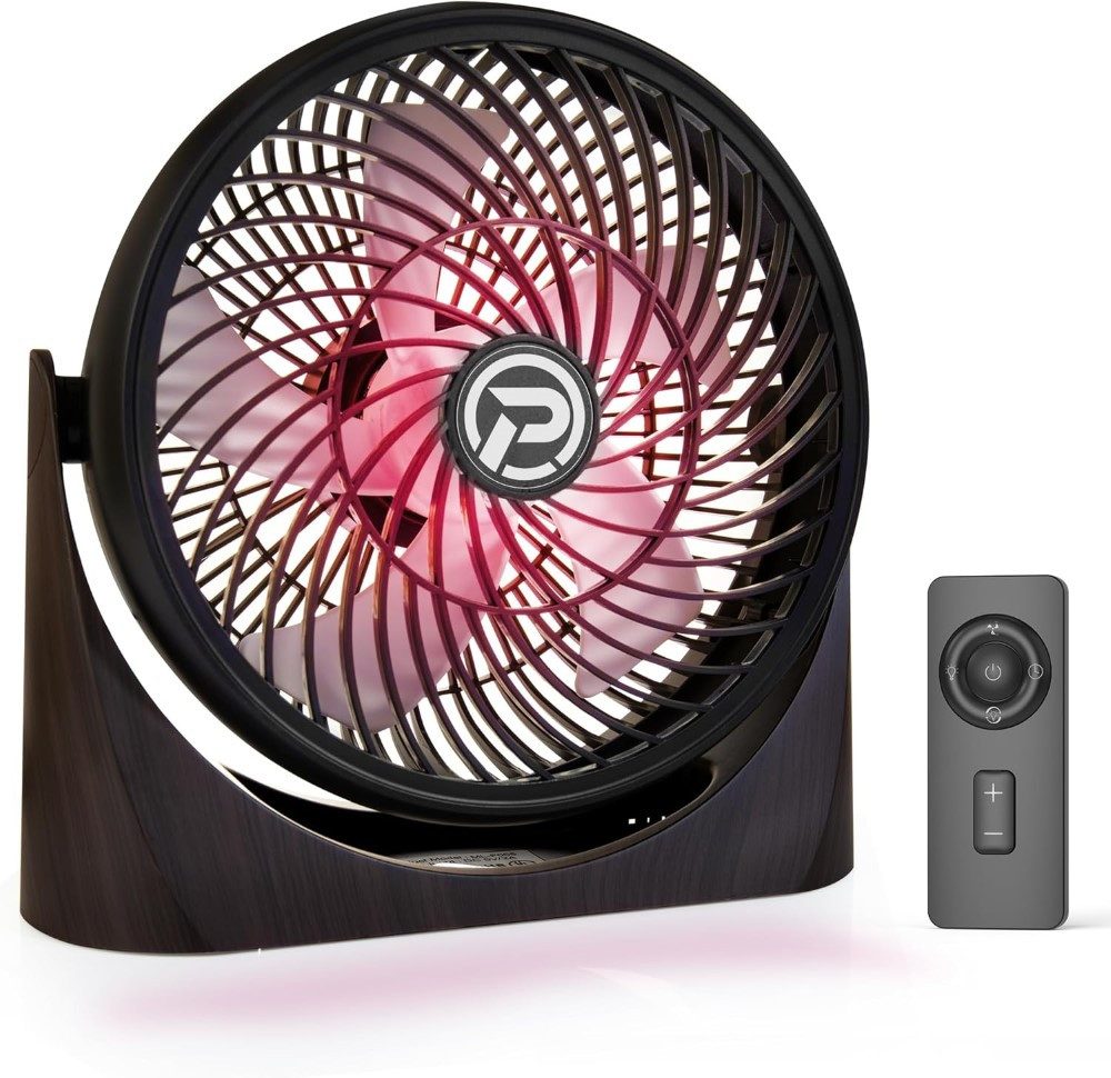 Tischventilator 8 Zoll Tischventilator LED Fernbedienung, 3 Geschwindigkeiten, Timer