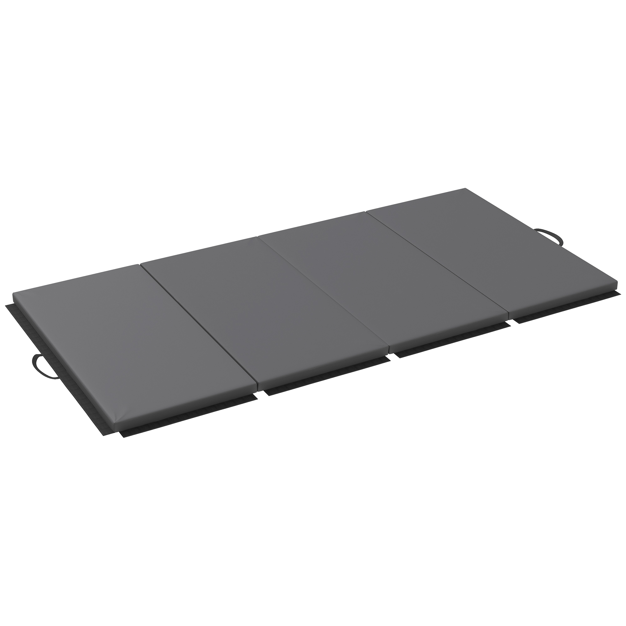 HOMCOM Gymnastikmatte Yoga Pilates Fitness faltbar in 4 mit Griffen synthetischer Bezug 240 x 120 x 5 cm Grau