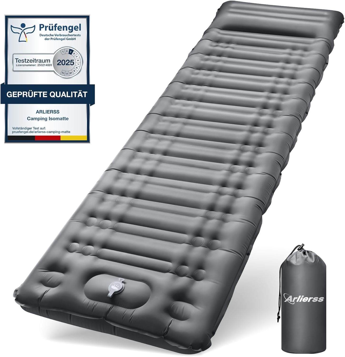 Arlierss Materassino da Campeggio,Materassino Gonfiabile Extra Spessore da 12 cm con Cuscino, Materassino Autogonfiabile Ultraleggero&Impermeabile, Adatto per Trekking,Backpacker,Tenda,Spiaggia