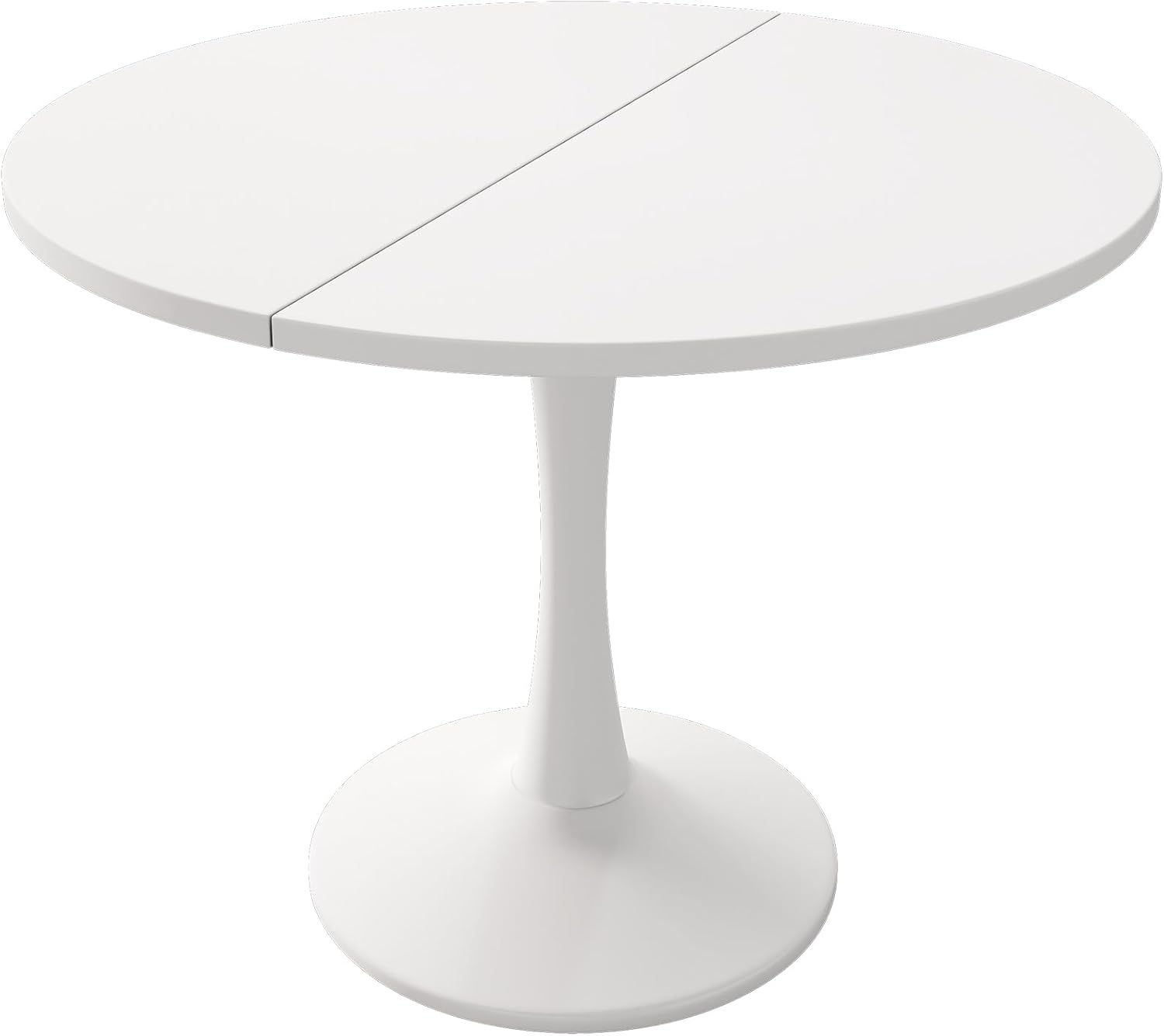 Tavolo rotondo allungabile bianco, 100-140 x 100 x 75 cm, Tavolo da pranzo rotondo allungabile per 2-6 persone, Tavoli rotondi per sala da pranzo, cucina
