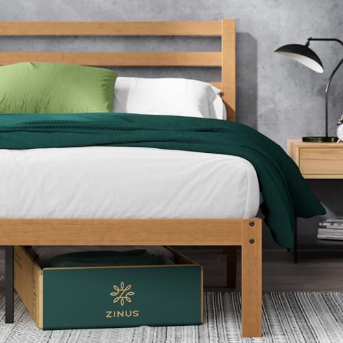 Zinus Leah Letto 80 x 190 cm   36 cm di Altezza   Struttura letto in bambù e legno con testiera   Marrone : Casa e cucina