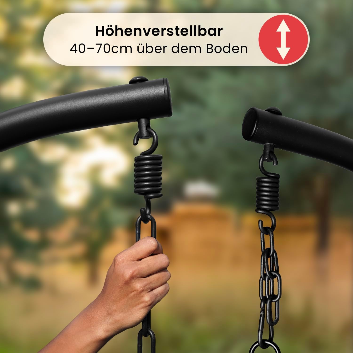Swoods XXL Hängesessel mit Gestell - Hängesessel Für Indoor und Outdoor - Inkl. Kissen - Egg Chair - bis 150kg (Dunkelgrau)