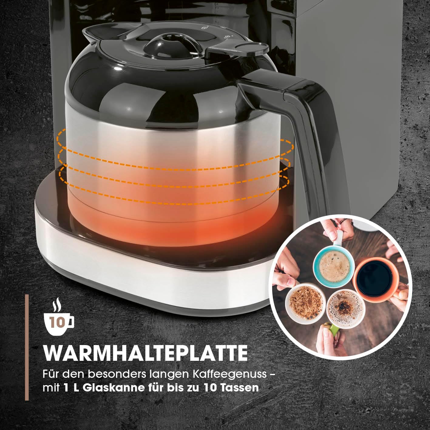 Barista filterkoffiezetapparaat met verstelbare molen & thermoskan | Warmhoudfunctie, 24-uurs timer & permanent filter | Voor 10 koppen koffie | Koffiezetapparaat voor bonen & poeder [roestvrij staal]