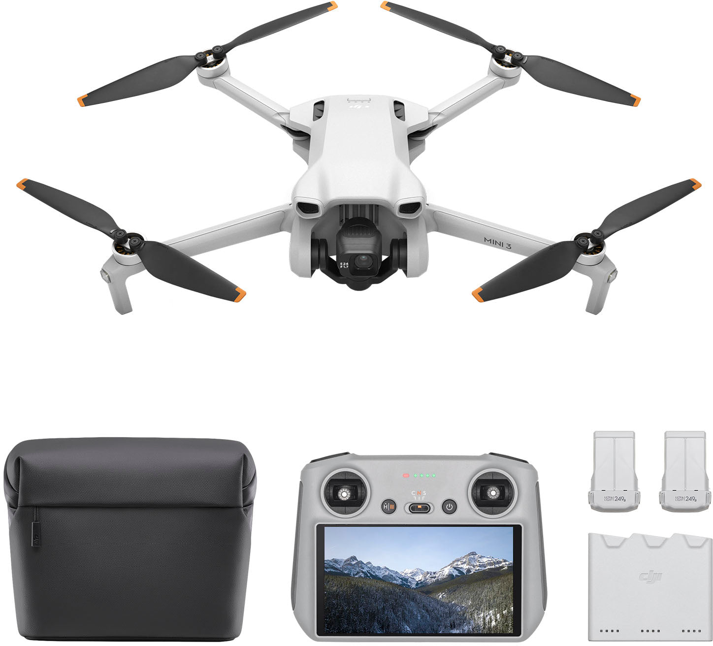 Mini 3 Fly More Combo Drone e Telecomando con Schermo Integrato - Grigio