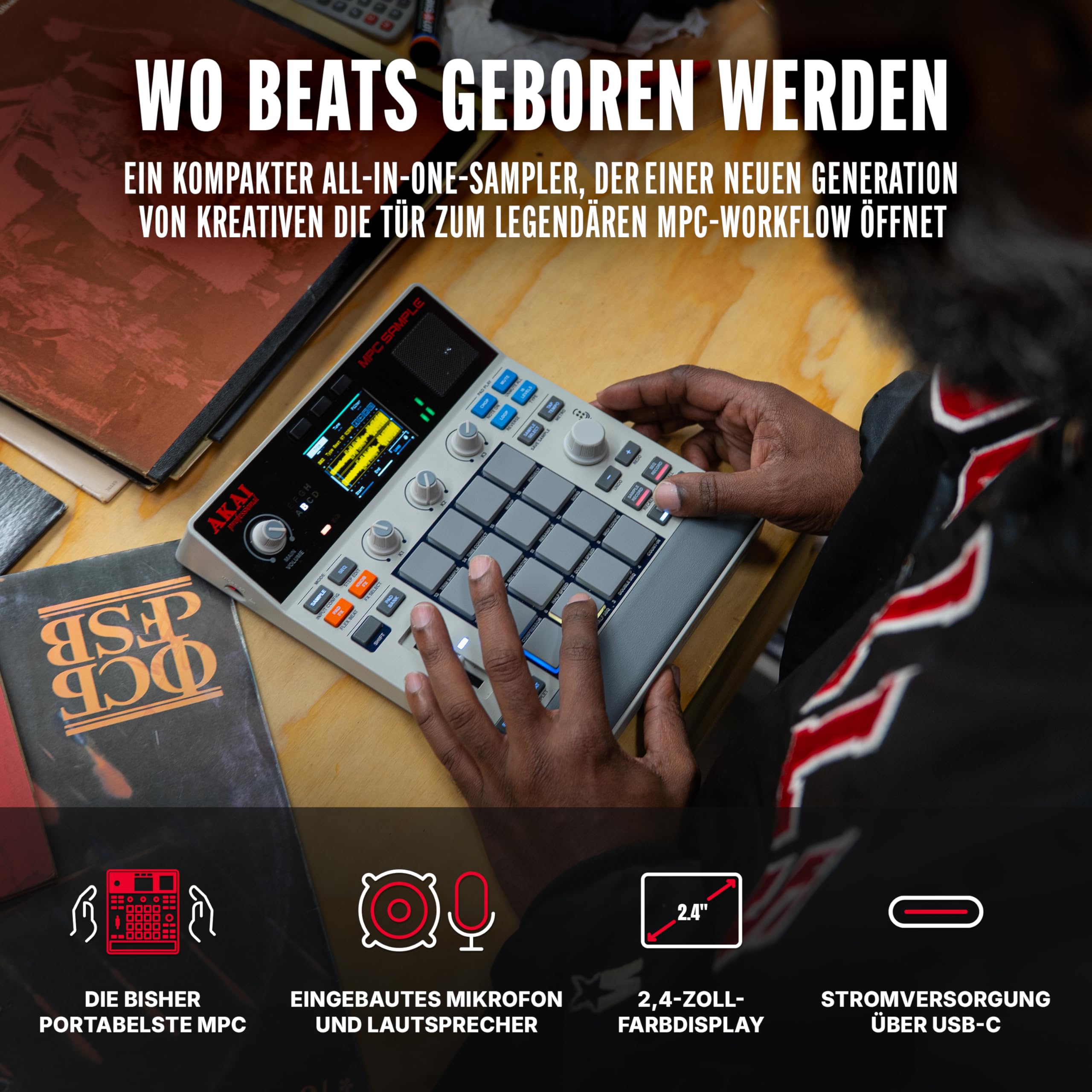 Akai Professional MPC Sample tragbarer Sampler für mobile Musikproduktion Beatmaking Sampling Live Performance