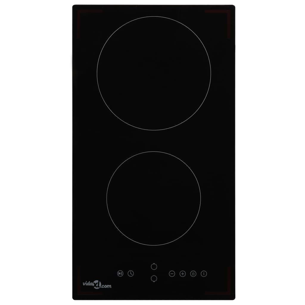 Elektro-Kochfeld Glaskeramik-Kochfeld mit 2 Platten Touch Control 3000 W