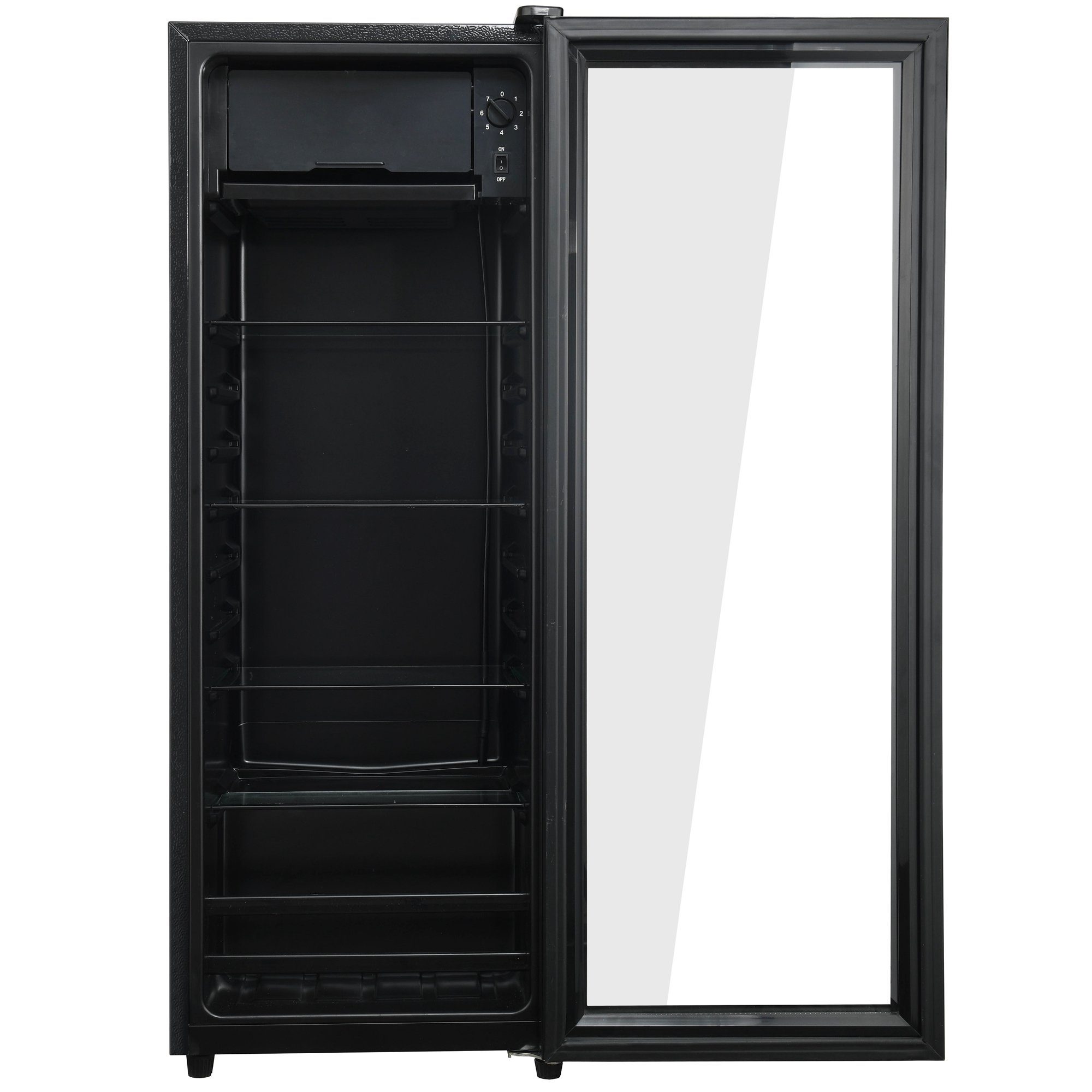 Kühlschrank 128L mit Gefrierfach, Glastür, LED-Beleuchtung, verstellebare Ablage, Getränkekühlschrank SC-128P