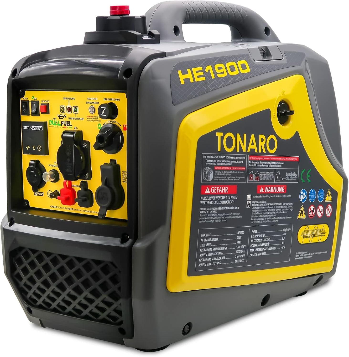 Stromgenerator Dual Fuel Inverter - mobiler 2300 Watt Stromerzeuger Benzin LPG Gas Generator - 4 Takt Notstromaggregat mit AVR-System - Leise Leicht Kompakt - Parallelbetrieb möglich