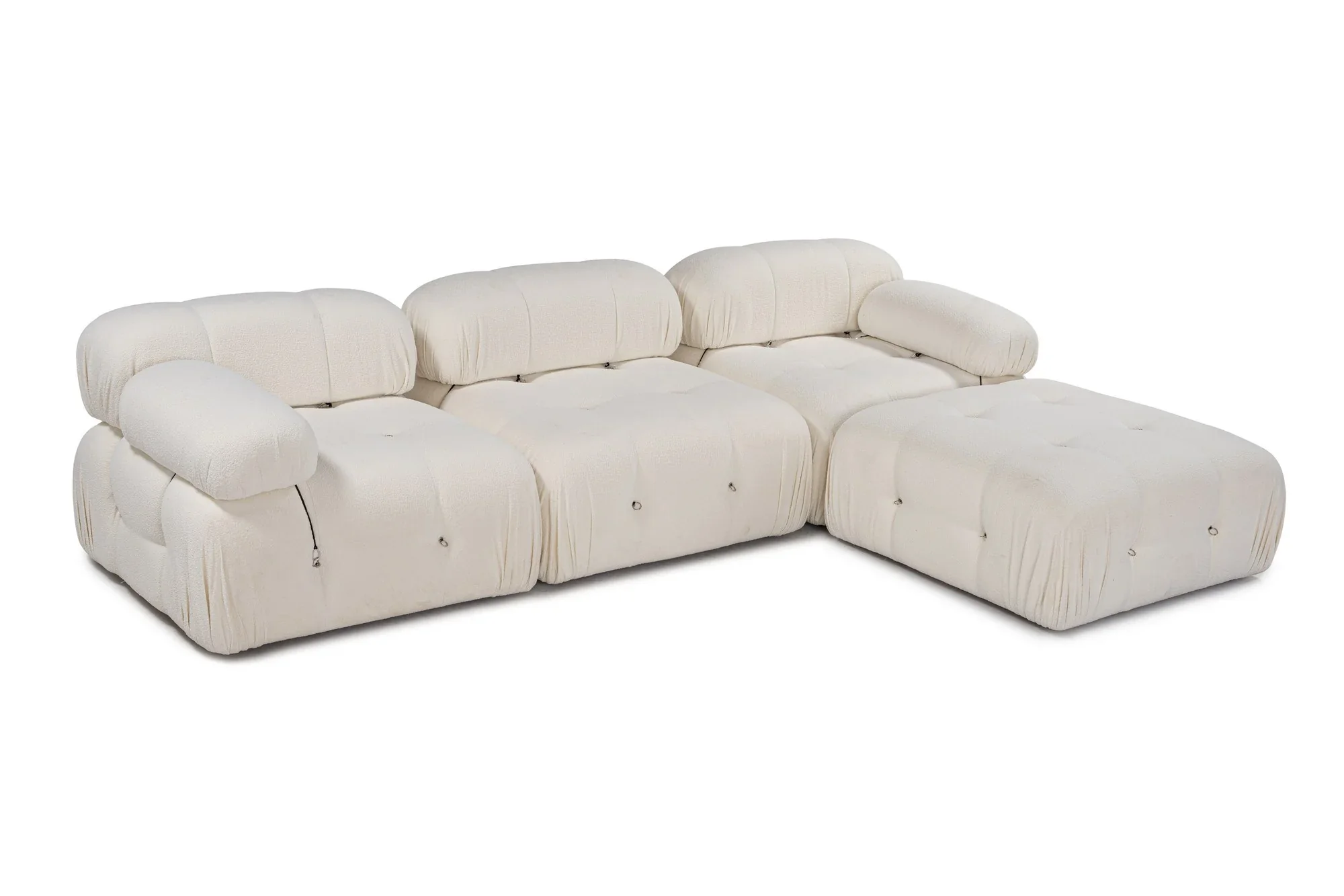 Bubble Beige L1 Ecksofa - Weiss