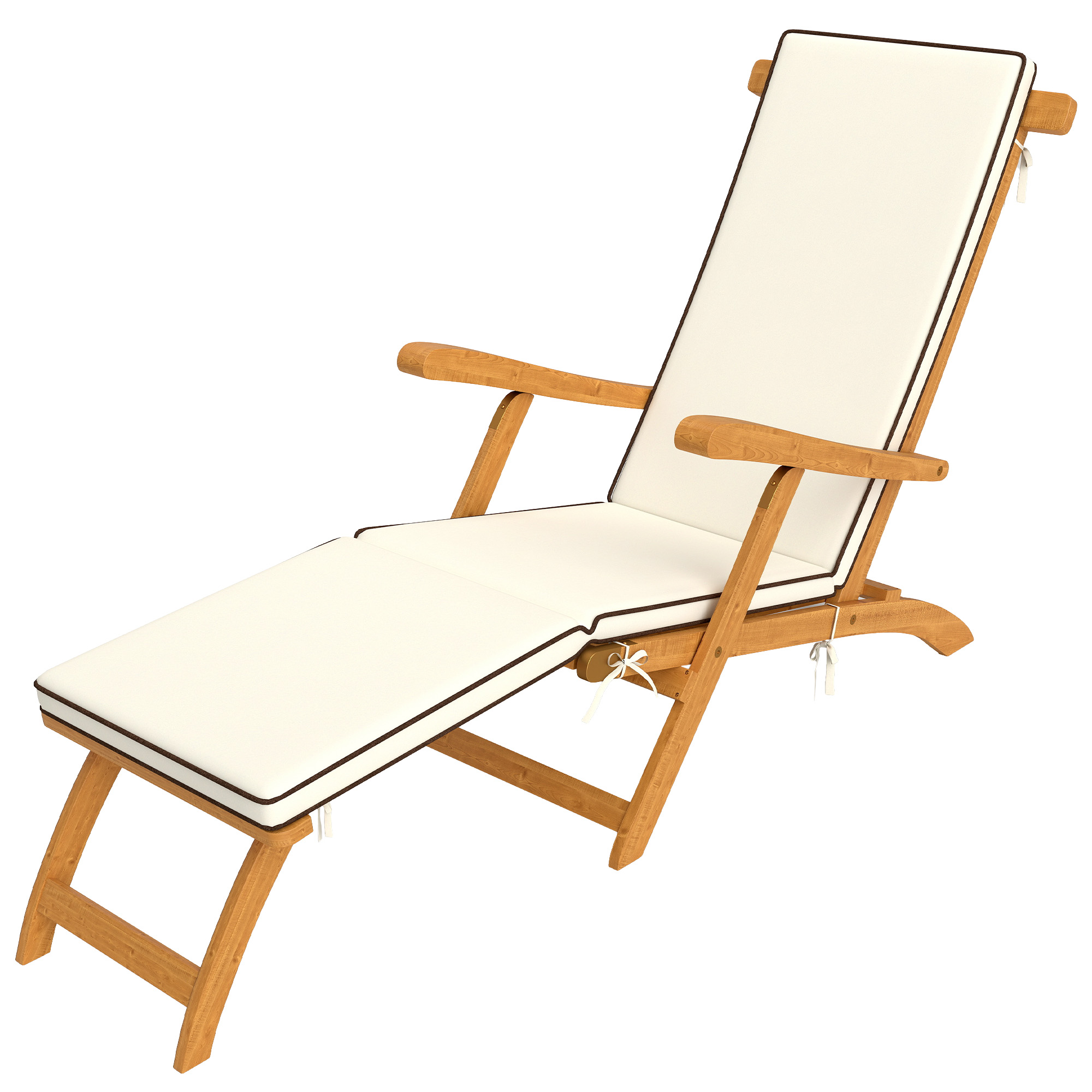 Outsunny Gartenliegestuhl klappbar Sonnenliege mit Kissen aus Akazienholz, Fußstütze, 160 kg 155 x 54 x 86 cm weiß