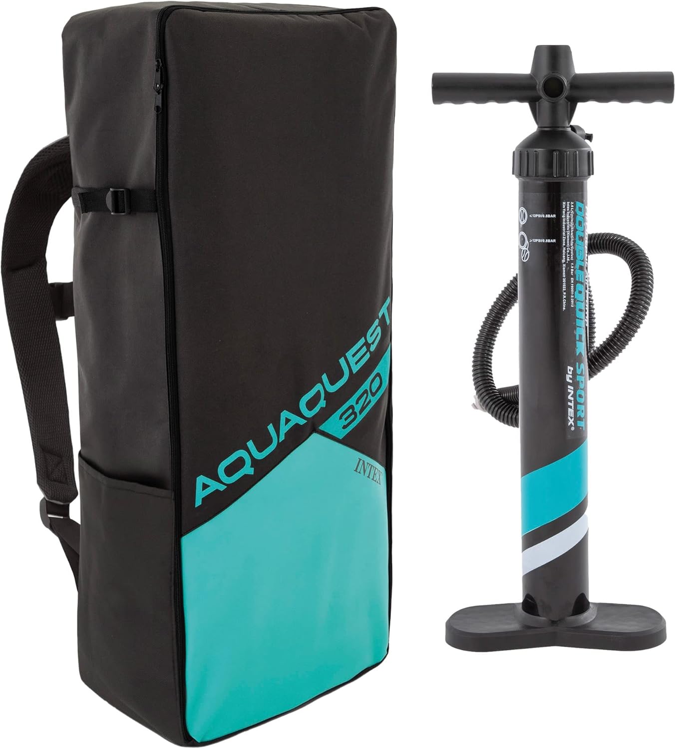 Intex 68242NP - Aqua Quest 320 SUP Gonfiabile, con Pompa Manuale e Remo da 216 cm, PVC, Multicolore, 320x81x15 cm