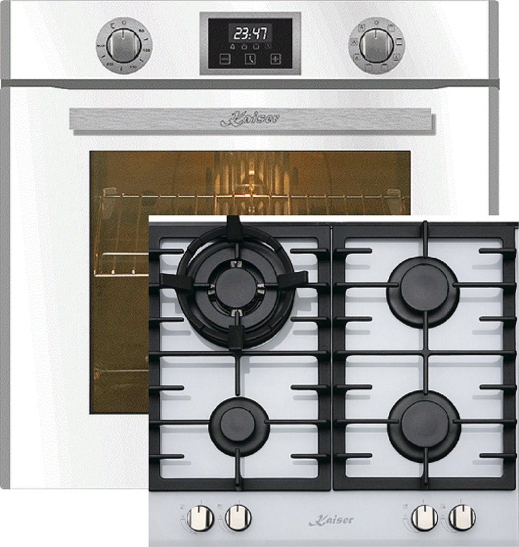 Backofen-Set Herd Set Autark Elektro Einbau Backofen, Autark, 79L,10 Funktionen mit Gas-Kochfeld 60 cm 4 Gasbrenner, davon 1 Turbo – Gasbrenner EH 6326 W+KCG 6380 W