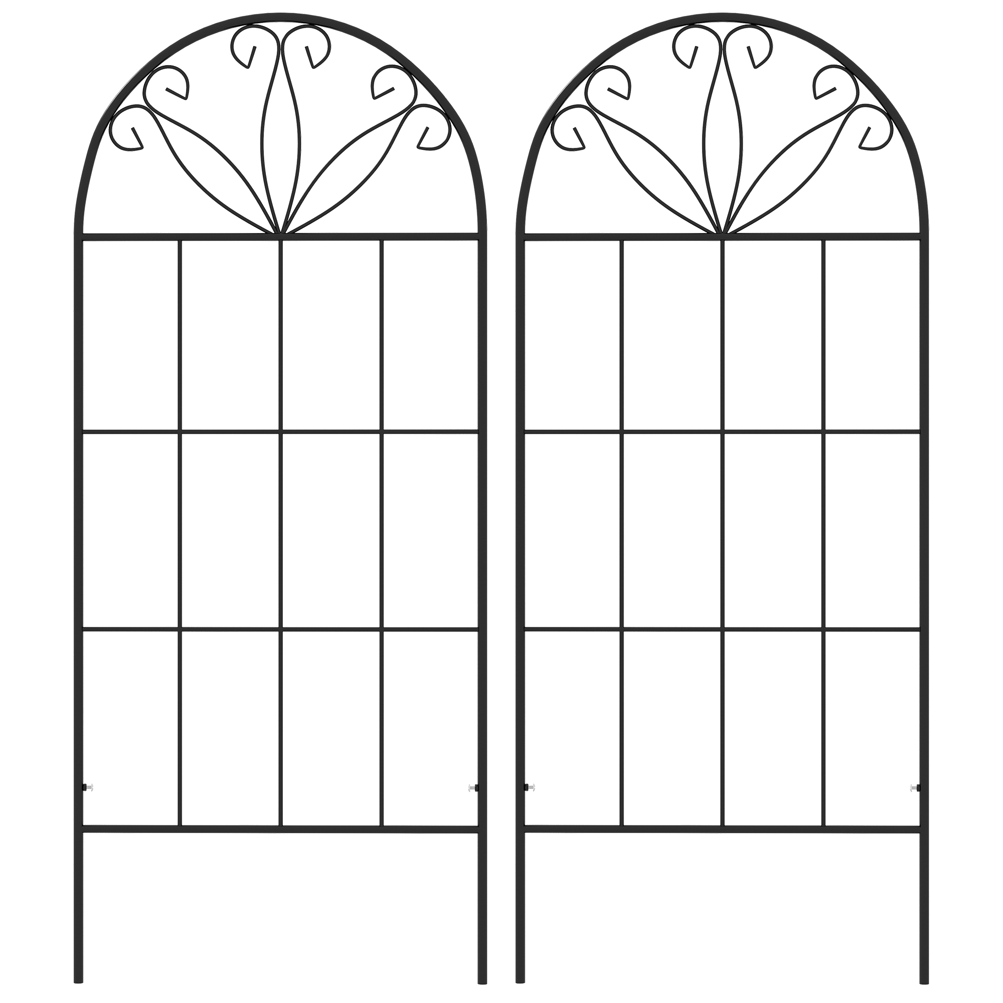 Outsunny Gartengitter Set von 2 Rankhilfe für Kletterpflanzen aus Metall - 51 x 120 cm Schwarz