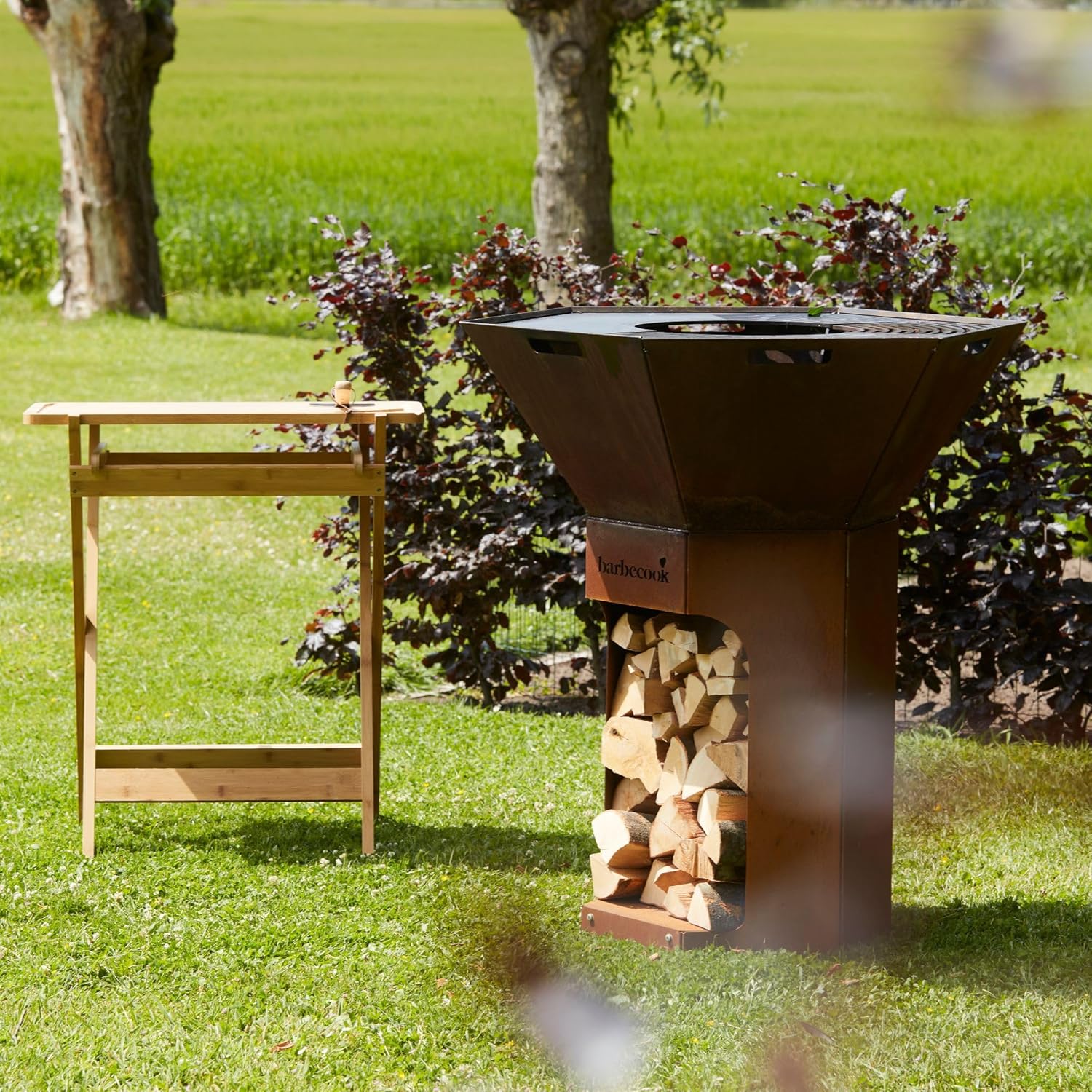 Barbecook barbecue a legna braciere da tavolo Nestor Original bbq grill in acciaio corten, 92x92x101cm