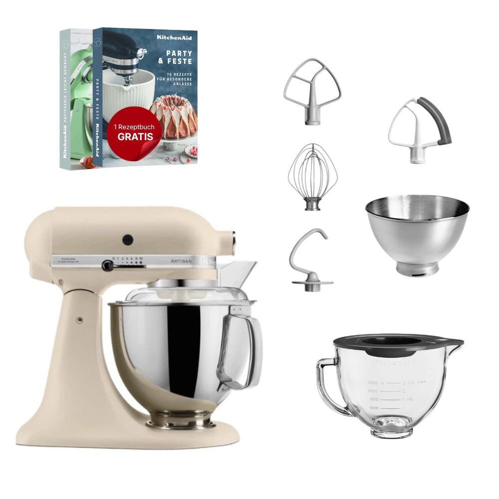 Küchenmaschine KitchenAid 4,8 L 5KSM175 Artisan Glasset mit Glasschüssel