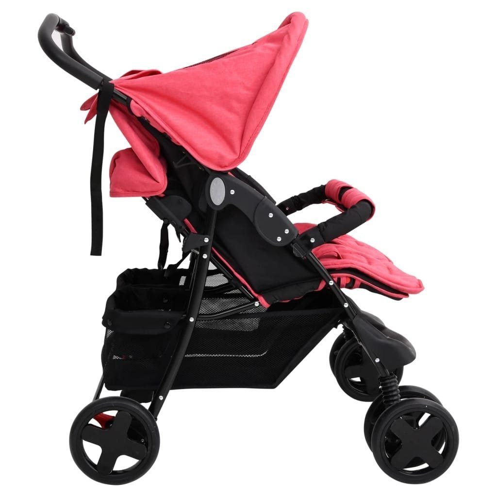 Kinder-Buggy aus Stahl, Leinen in Rot