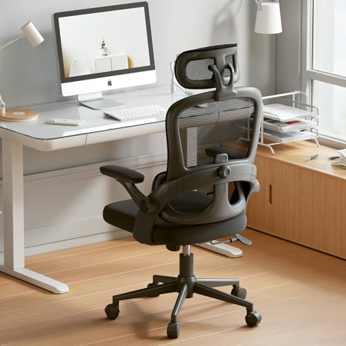 SIHOO M102C   Sedia da ufficio con schienale alto, sedia da ufficio grande e alta con braccioli ribaltabili, supporto lombare regolabile, Sedie ergonomiche da ufficio adatte per uso domestico  Nero : Amazon.it: Casa e cucina