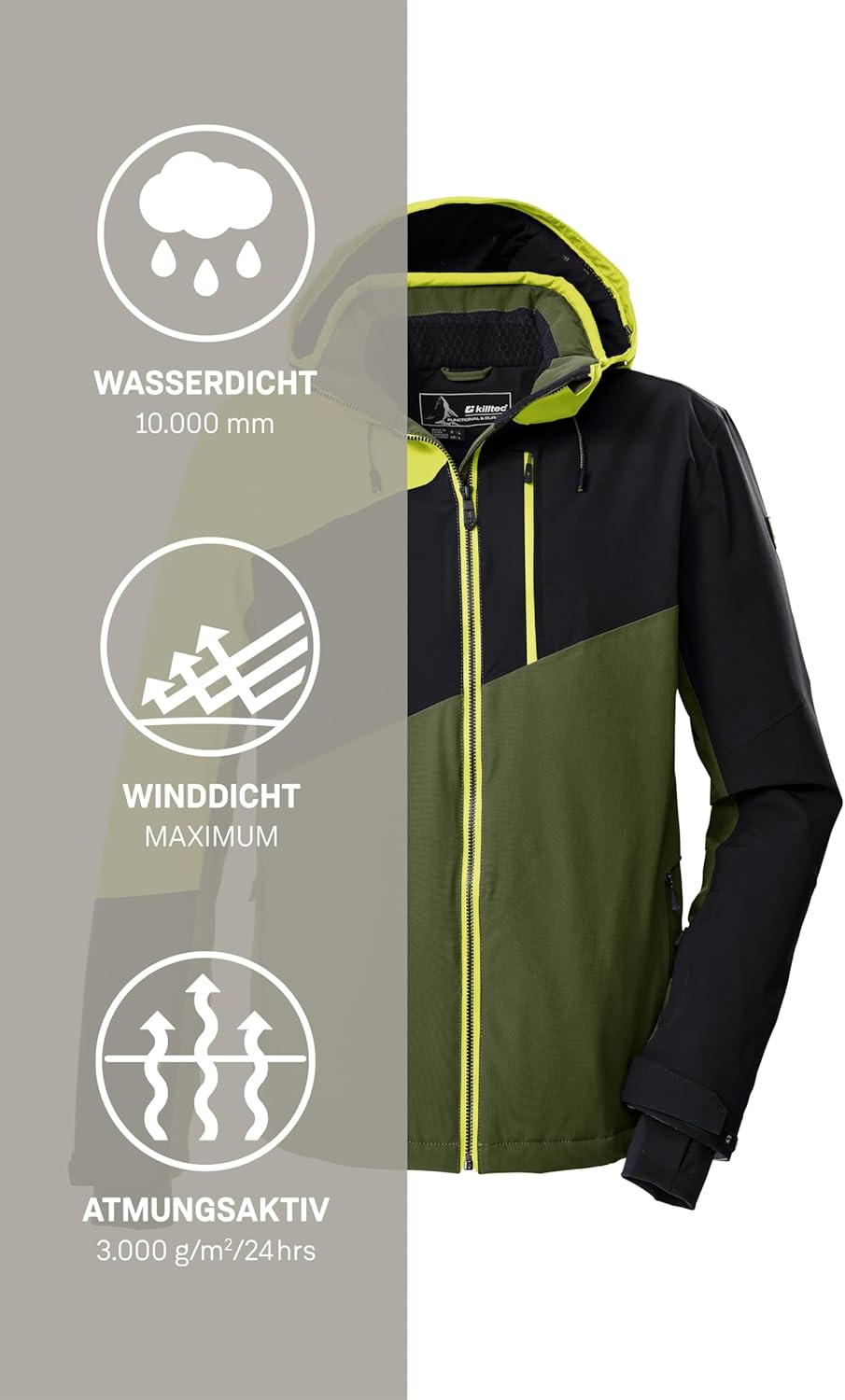 Killtec Herren Ksw 32 Mn Ski Jckt Outdoorjacke/Funktionsjacke mit abzipbarer Kapuze und Schneefang