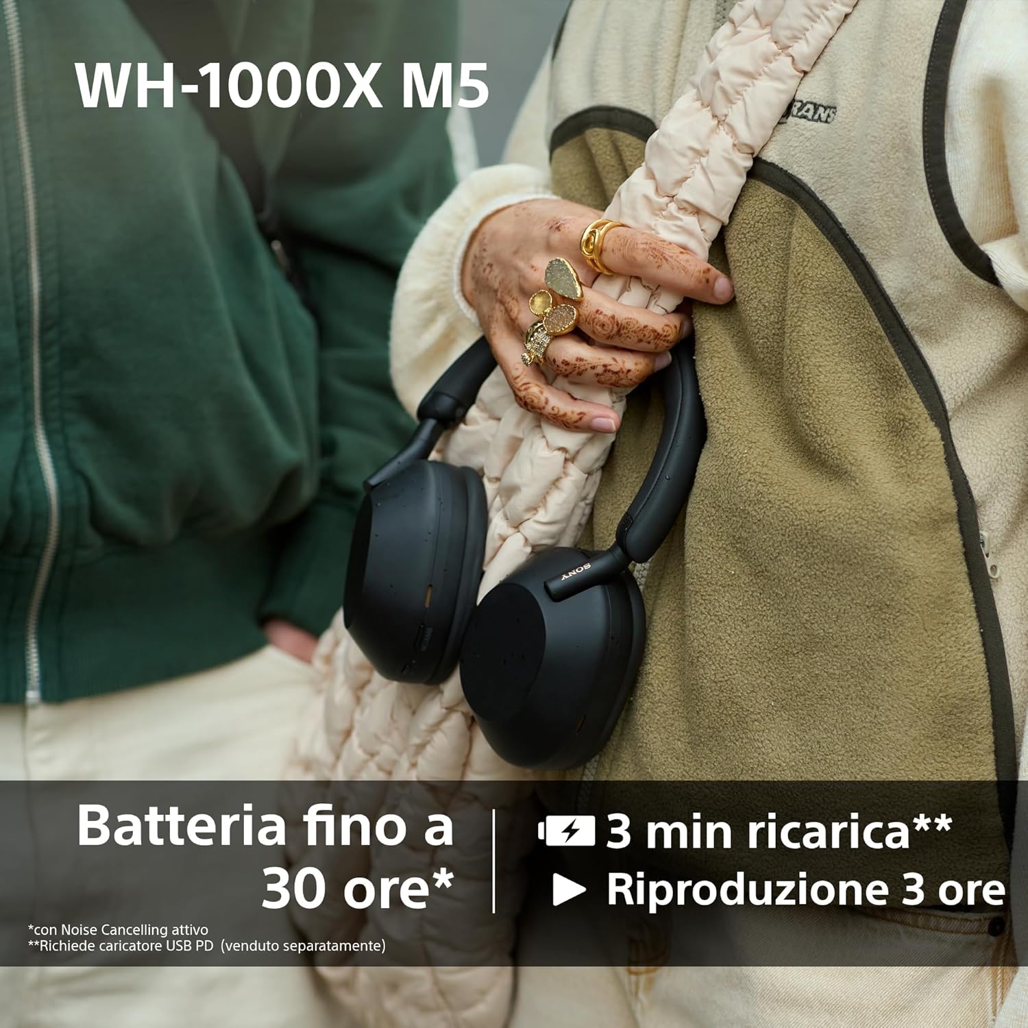 WH-1000XM5 Custodia Rigida | Cuffie Wireless Premium con Cancellazione del Rumore, Bluetooth, Chiamate Chiare,Hi-Res Audio, Fino a 30 Ore di Autonomia, Compatibili con iOS e Android – Black