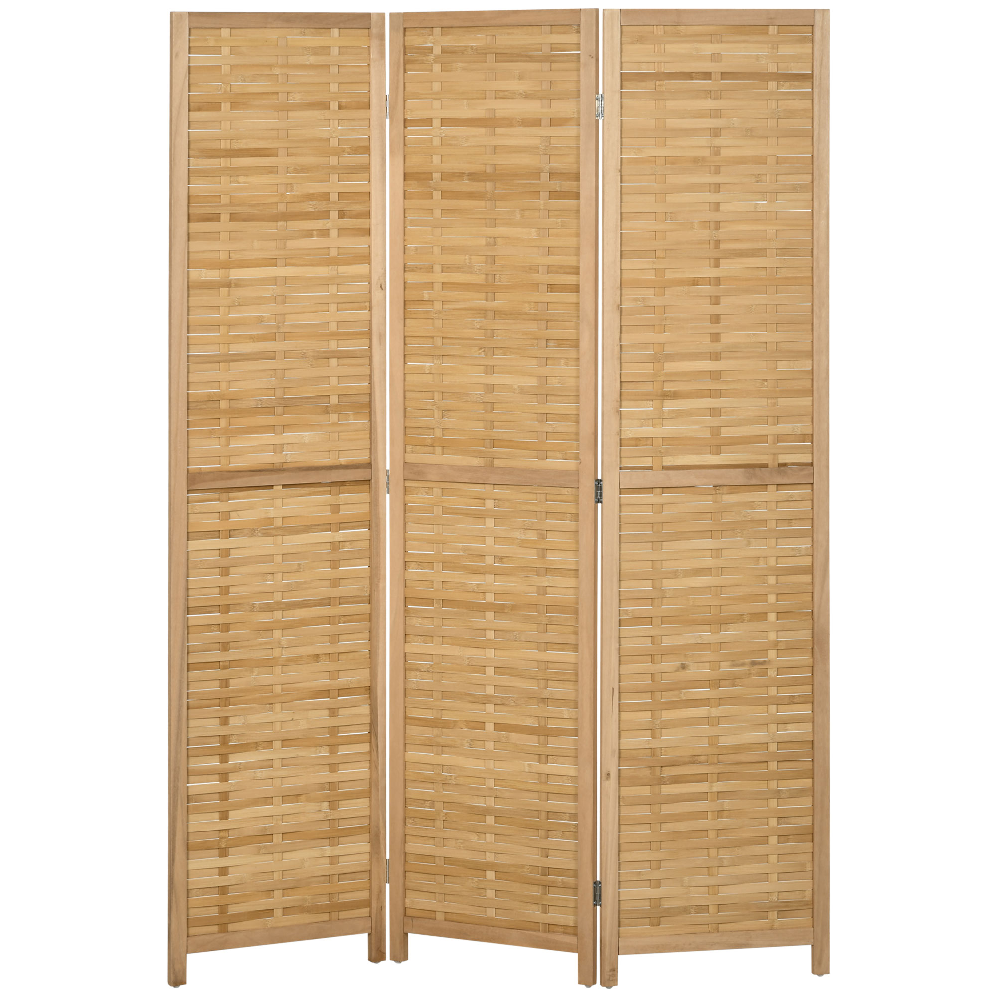 HOMCOM Raumteiler Klappbare Trennwand Sichtschutz, Bambus, 3-teilig, 120 cm x 170 cm x 1,8 cm, Natur