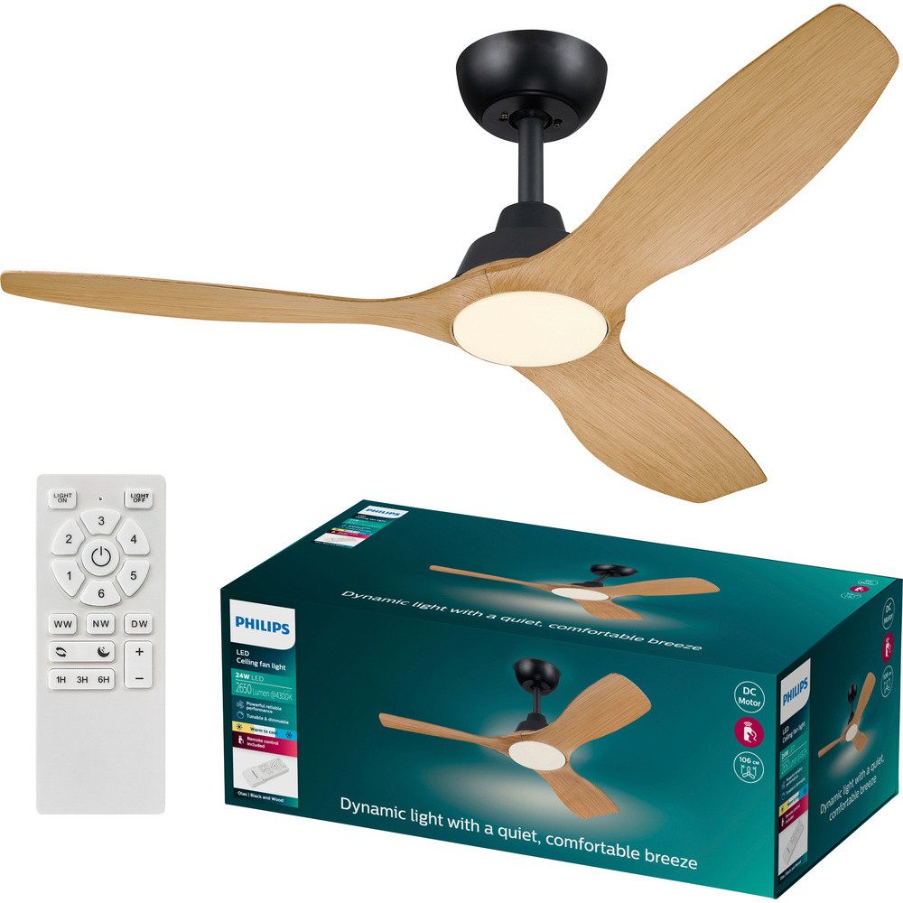 Bodenventilator Philips LED Olas Deckenventilator 30 W (x H) 1320 mm x 310 mm Schwa