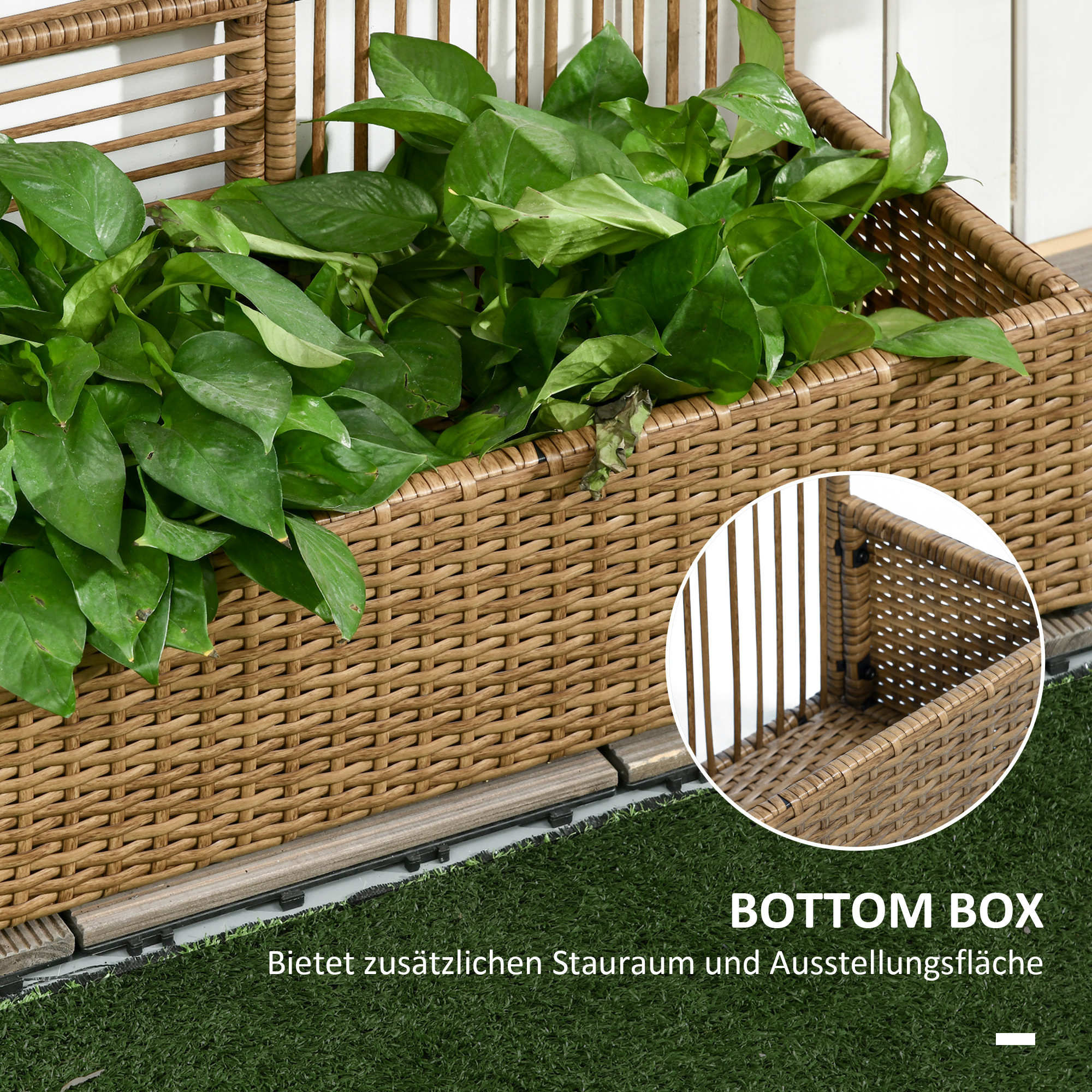 Plantenbak Bloembak met Klimhulp, Weerbestendig, 103 cm x 103 cm x 29 cm, Zand