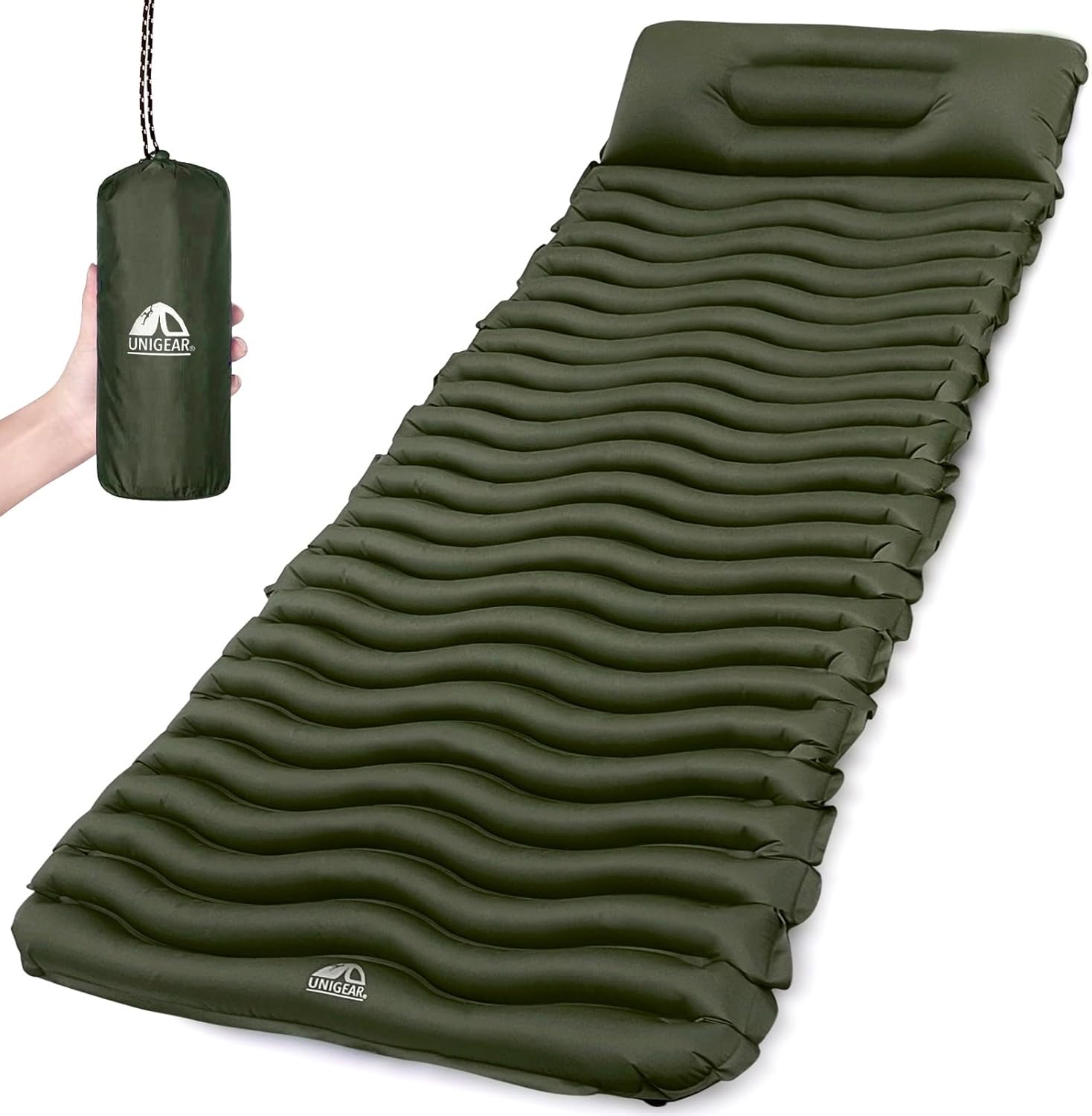 Unigear Materassino da Campeggio, Letto Gonfiabile da Campeggio Ultraleggero per Escursionismo, Zaino in Spalla, Amaca, Tenda, Sacco a Pelo