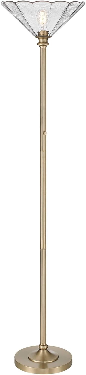 Regency Hill Harmony 72" High Antique Brass and Cast Glass Torchiere Floor Lamp